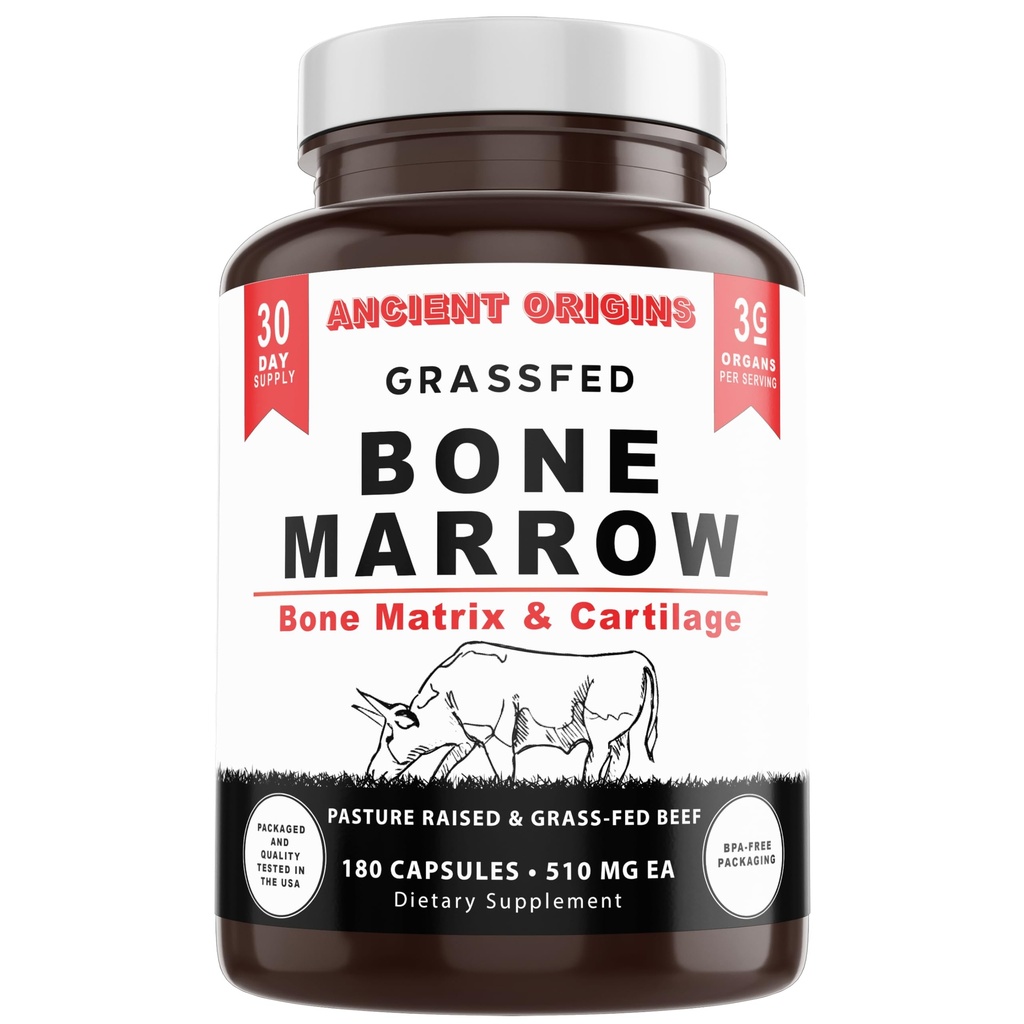 Gras Fed Bone Marrow Supplement, 3060mg, Skin, Oral Health, und Joint Support Supplement, fördert Ganzkörper-Wellness, Non GMO Ganz Knochenextrakt, 180 Kapseln