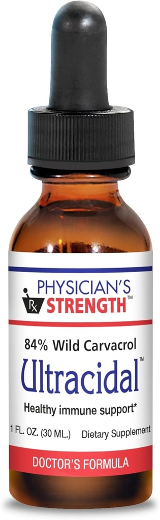 Physician's Strength Ultracidal - 30 mL - Wild-Source, High-Carvacrol Oregano Öl - Bietet gesunde Immununterstützung - 86 Portionen