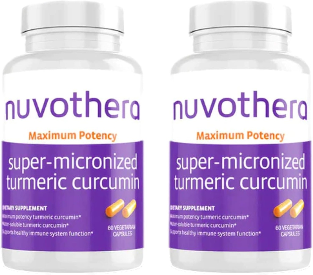 Nuvothera Super-Micronized Turmeric Curcumin Kapseln 2-Monats-Versorgung Schnelle Absorption, Ganze Wurzel, Non-GMO, Haut, Gut Gesundheit & Antioxidantien(120 Kapseln)