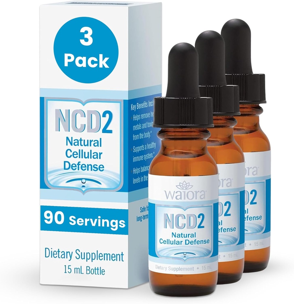 Waiora NCD2 Aktivierte flüssige Zeolit Tropfen, Mix in Lebensmittel/Drinks, natürliche Körperreinigung & Promote Immununterstützung, All Natural, pH Balance Zeolit Flüssigkeitstropfen - 3 Flaschen (0,5 oz. ea.) 270 serv.