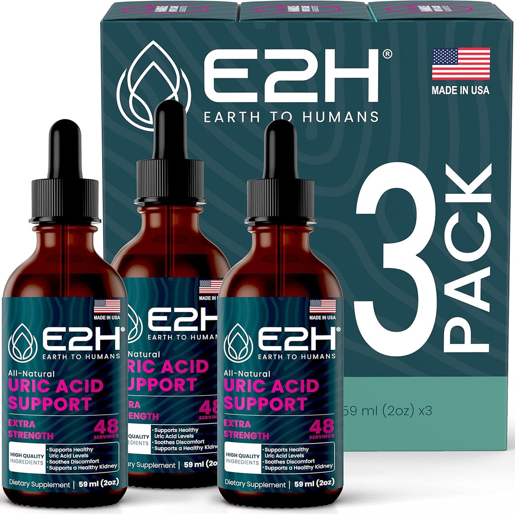 E2H Uric Acid Support Supplement - Tart Cherry und Teufelskralle - Unterstützt Uric Acid Health und Nierenfunktion Non-GMO - Vegan - (3 Flaschen)