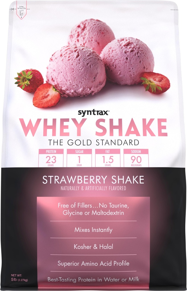 Syntrax Nutrition Whey Shake, kalt gefiltert und ungesättigt Whey Protein Pulver Mischung, Erdbeer Shake, 5 lbs