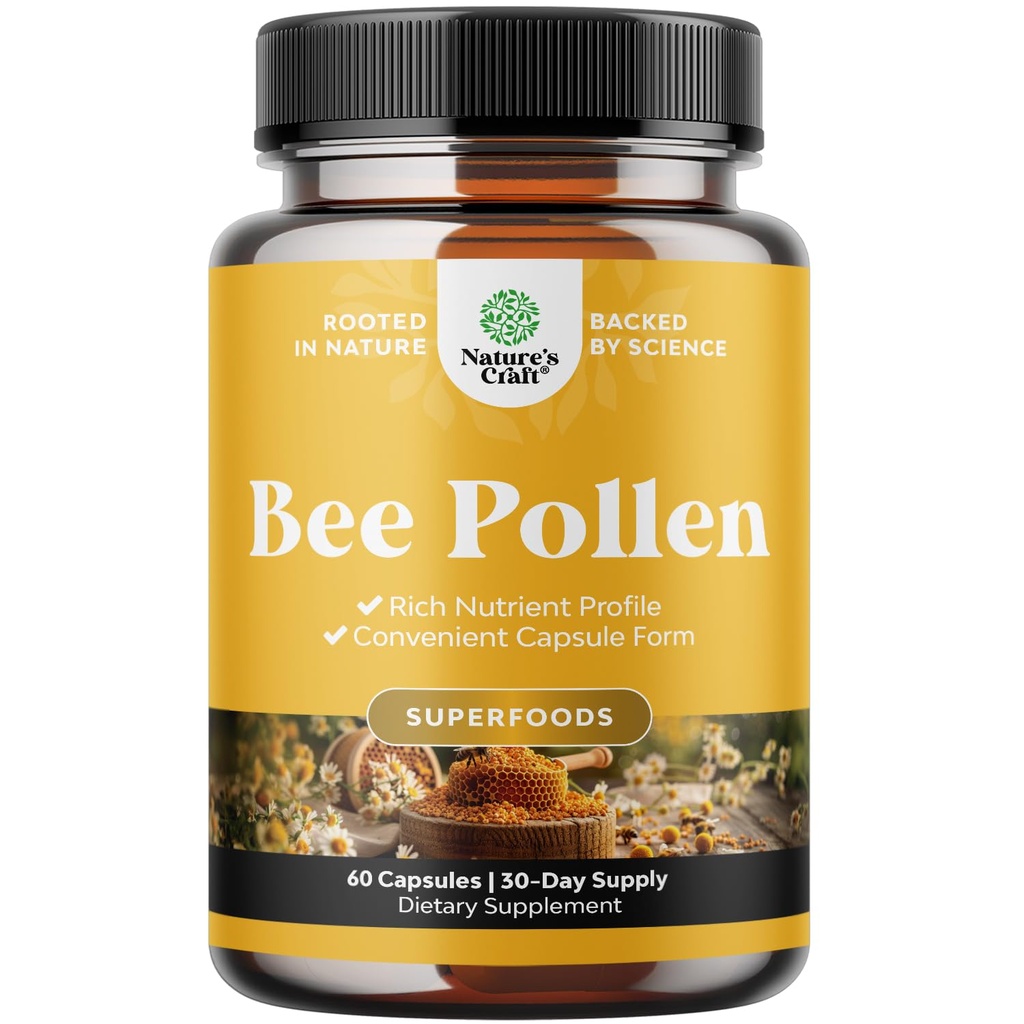 Bienen Pollen Pillen für Brustwachstum 60 Ct - Bienen Pollen-Ergänzung 1000mg Servieren mit natürlich säubernden B Vitamine Mineralstoffe & Enzyme - Brust-Ergänzung - Vegetarisch Non-GMO & Gluten Kostenlos