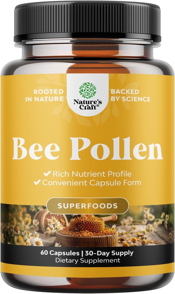Bienen Pollen Pillen für Brustwachstum 60 Ct - Bienen Pollen-Ergänzung 1000mg Servieren mit natürlich säubernden B Vitamine Mineralstoffe & Enzyme - Brust-Ergänzung - Vegetarisch Non-GMO & Gluten Kostenlos
