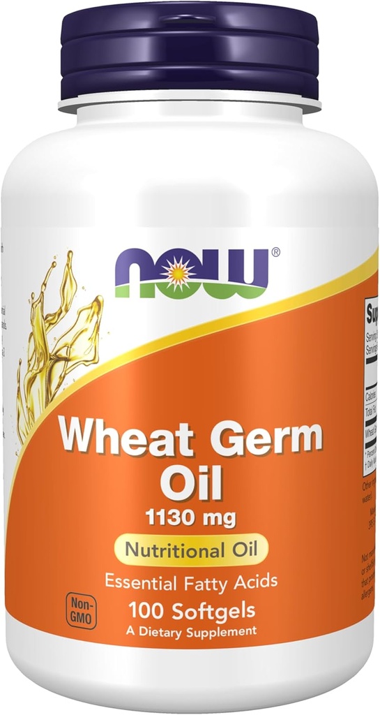 JETZT Nahrungsergänzungsmittel, Weizen Germöl 1,130 mg mit essentiellen Fettsäuren (EFAs), Nähröl, 100 Softgels