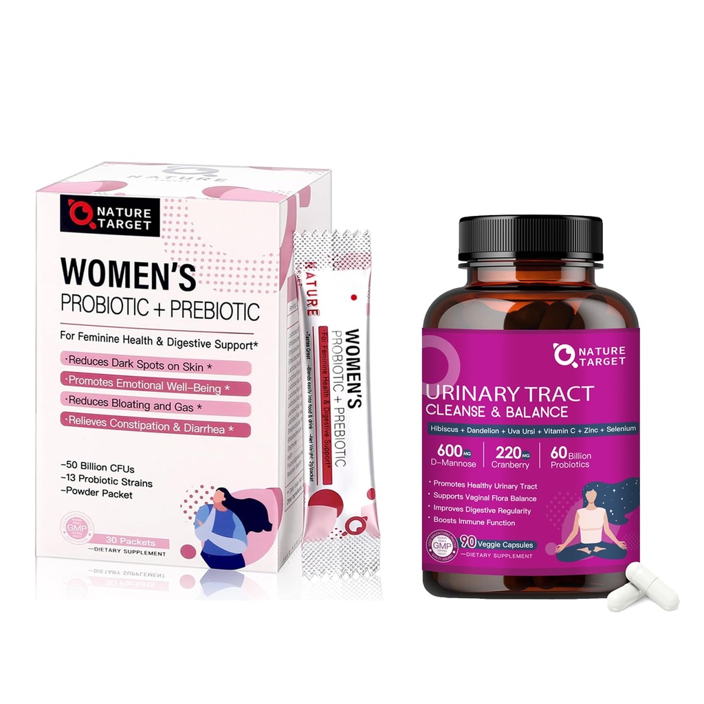 NATURE TARGET Probiotika für Frauen Verdauungs- und Harnwegegesundheit mit D Mannose & Cranberry