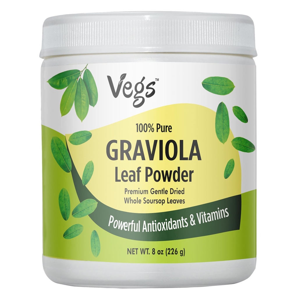 Graviola Soursop Blatt-Pulver - Der einzelne Ursprung, wahre Grün, Bio Graviola Blätter Pulver - Gentle Dried & High Potency Soursop mit leistungsstarken Antioxidantien, Vitamine - Kein Zucker, Non-GMO, 8 Unze