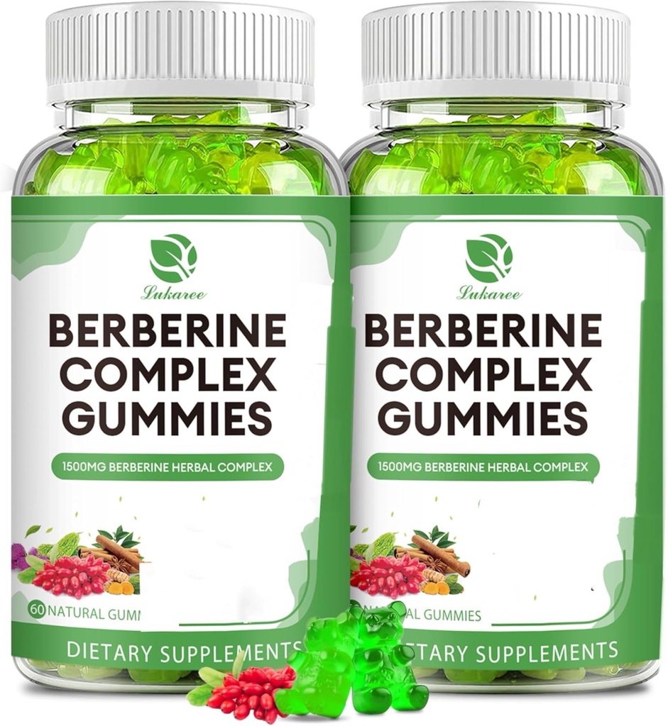 Berberine Complex Gummies- Berberine mit Ceylon Cinnamon, Turmeric, Milk Thistle Bitter Melon für Gesamte Immungesundheit -120 Zähler