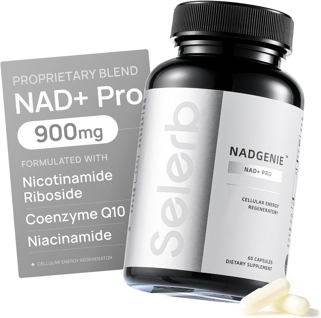 Selerb NR900 - Supplément NAD+ pour le soutien du vieillissement de la peau, le soutien et la concentration de l'énergie cellulaire, haute puissance - 60 comtes - compléments de bien-être diététique