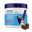 Vetnique Glandex Probiotiques quotidiens pour chiens avec des prébiotiques pour soutenir la santé des gorgés avec des enzymes fibreuses et digestives, des chips probiotiques ou des poudres (60ct Chews, bacon Chews)