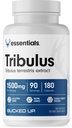 Tribulus enroulé 1500mg par portion, essentiels (90 portions, 180 capsules)