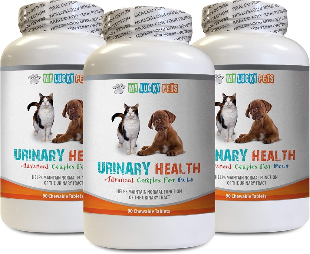 chat UTI Support - Animaux de compagnie Urinary Health Complex - pour chiens et chats - Advanced Bladder Support - Supplément canneberge pour chats - 3 bouteilles (270 traites)