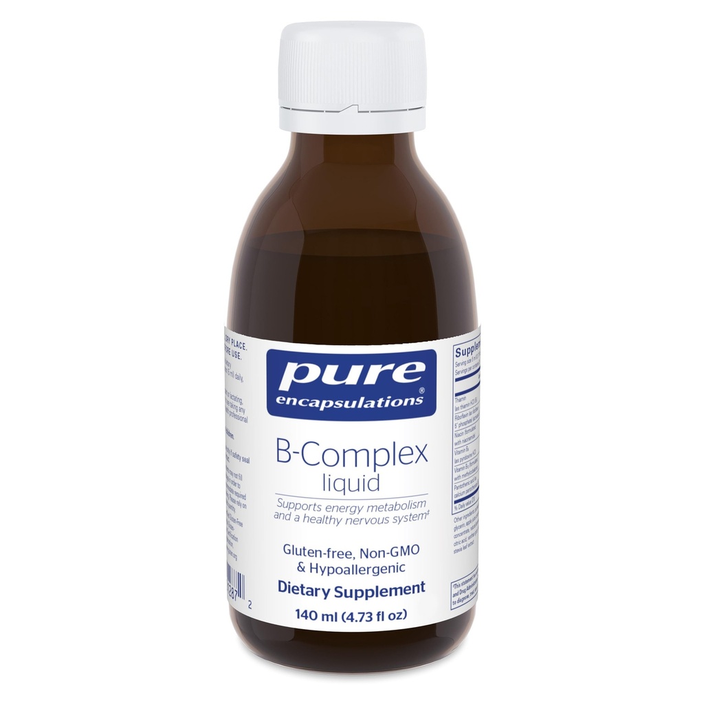 Reine Kapseln B-Komplexe Flüssigkeit - Flüssiger Vitamin B-Komplex - für Nerve & Energy Stoffwechsel* - Glutenfrei & Vegetarisch - 4.73 Unze (140 mL)