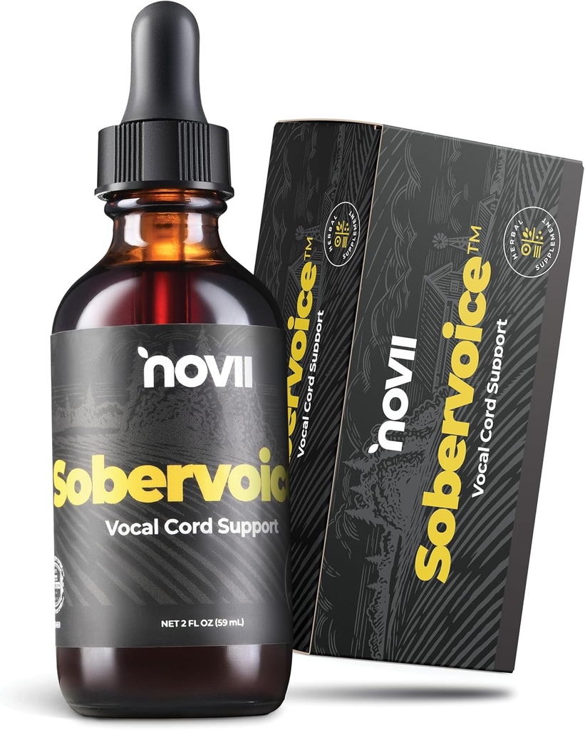 NOVII Sobervoice, Ultimate Vocal Health Drops - Herbal Relief from Vocal Strain, Dryness & Hoarseness - Voice Enhancing Booster Drops, Vocal Relief for Singers, Speakers, Performers, 2 fl. oz.