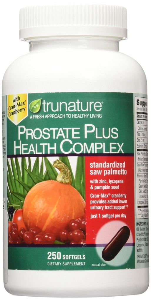 Trunature Saw Palmetto Prostate Health Complex mit Zink, Lycopin und Kürbis Seed, 250 Softgels