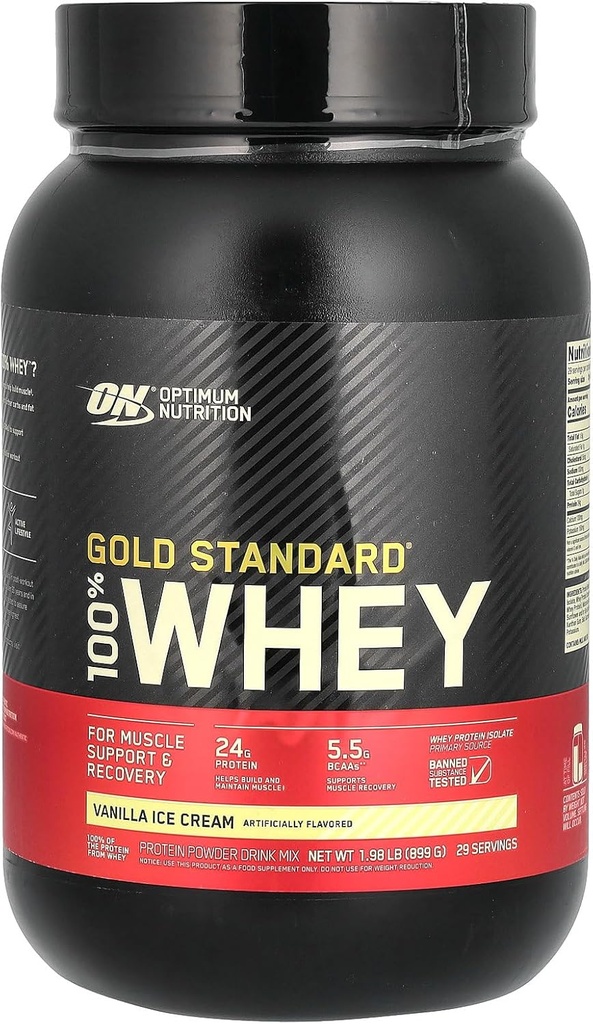 Optimum Nutrition Gold Standard Whey Vanilla crème glacée - 2,07 lbs