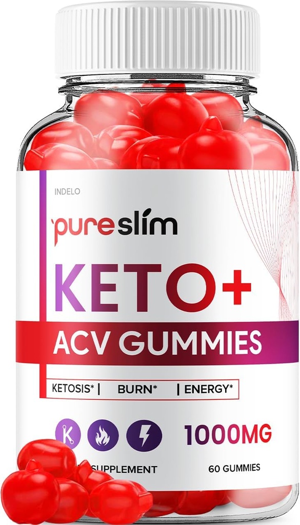 Pure Slim Keto ACV Gummies - Fortgeschrittene Formel PureSlim Keto Plus ACV Gummis Apple Cider Essig Pure Slim ACV Gummies Nahrungsergänzungsmittel Bewertungen Männer Frauen (60 Gummies)