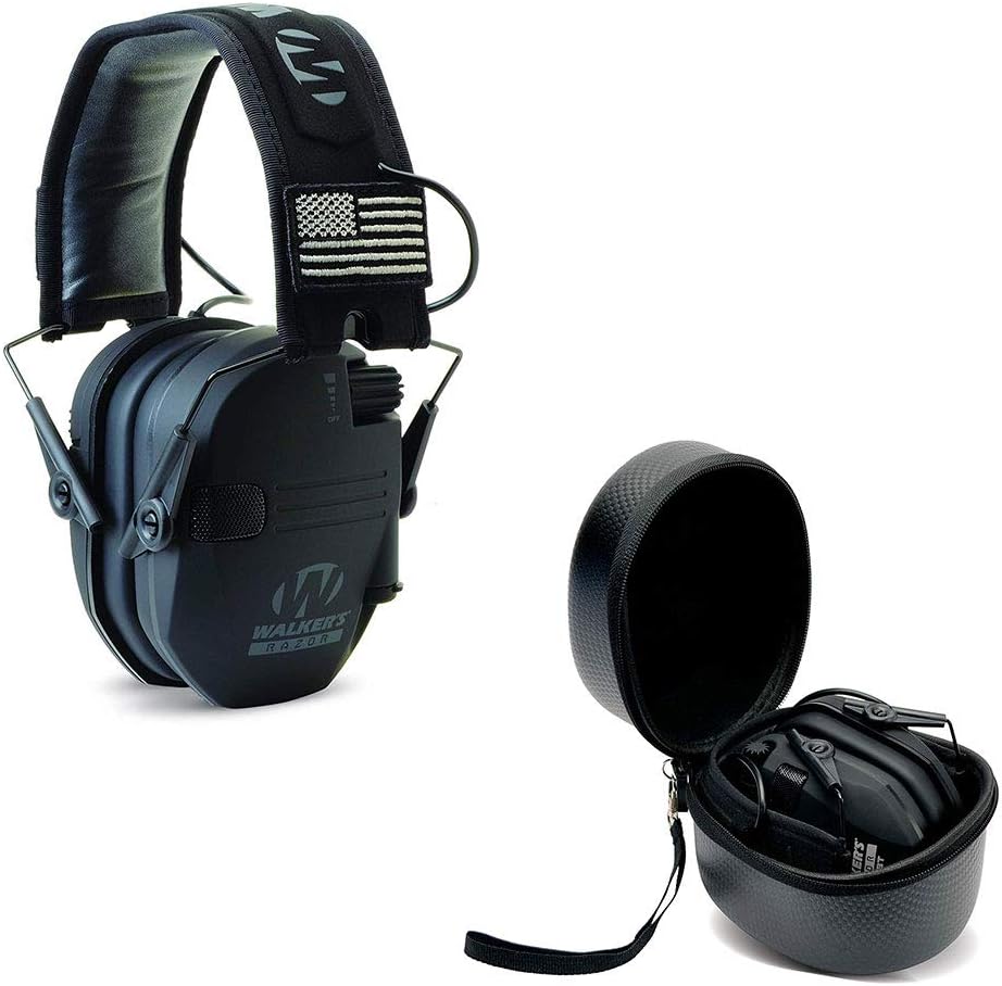Walker's Razor Slim Electronic Shooting Hearing Protection Muff (Sound Amplification and Suppression) mit Schutzhülle