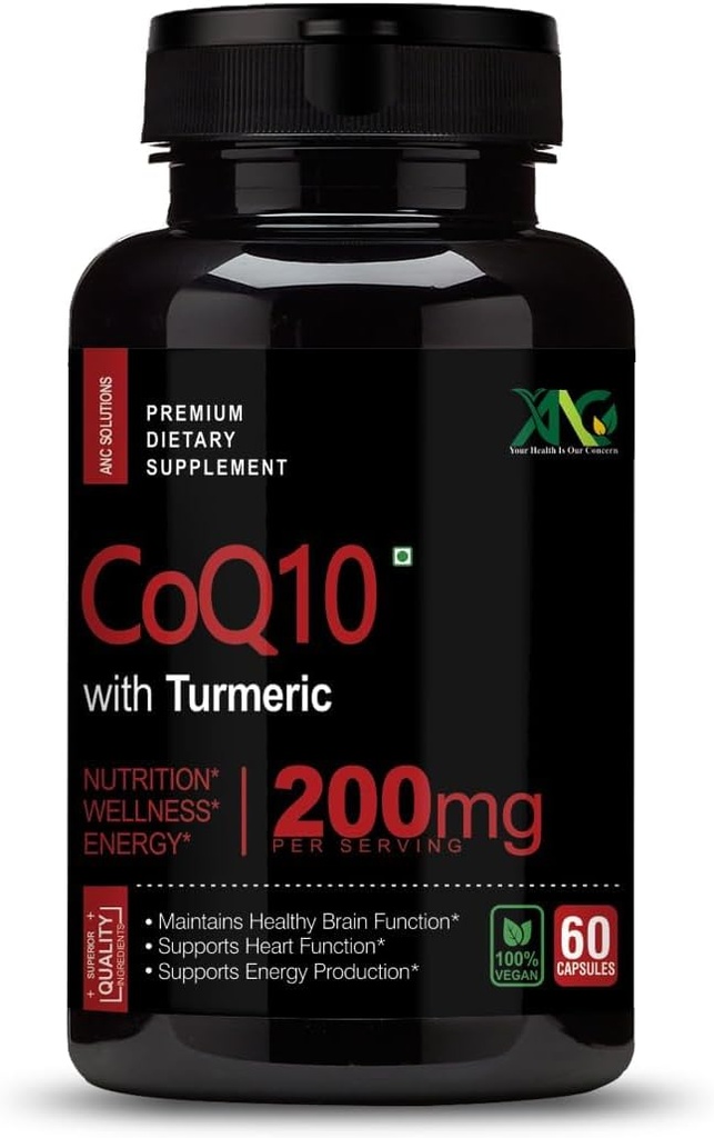 Generische Viva hohe Absorption CoQ10 mit Kurkuma - Antioxidante Nahrungsergänzungsmittel, Herzgesundheit & Gesunde Gehirnfunktion -Ubiquinol für Mitochondriale Gesundheit - 200mg 60 Kapseln