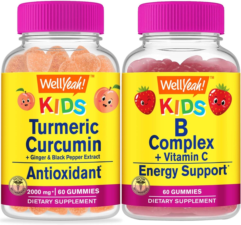 Eh bien oui Curcumine curcumine curcumine turcuma enfants + B complexes enfants, bundle de gommes - grand dégustation, supplément de vitamine, sans gluten, sans OGM, gommy à croquer
