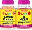 WellJa Kurkuma Kinder + B Complex Kinder, Gummie Bundle - Große Verkostung, Vitamin-Ergänzung, Glutenfrei, GMO frei, Kaugummi