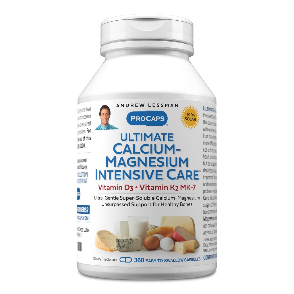ANDREW MOINSMAN Ultimate Calcium-Magnésium Intensive Care with Vitamine D3 & K2 MK7-120 mcg - 360 Capsules – Bone and Skeleton Health Essentials. Doucement, facile à avaler, super soluble. Aucun additif