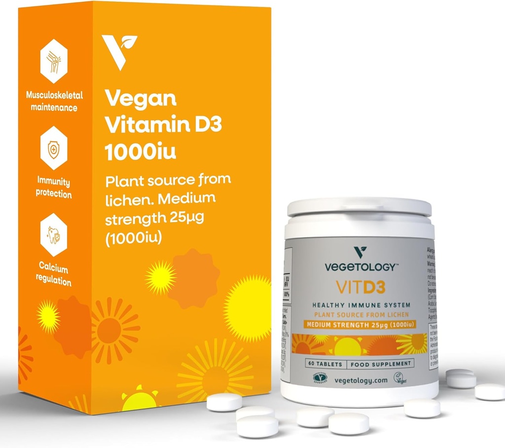 Kaubares Vitamin D3 Tabletten – Hohe Festigkeit 62.5μg 2500IU Vitamin D3 Cholecalciferol – Vegan Gluten Free VIT D3 Vitamin Supplements (60Ct)
