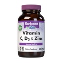 BlueBonnet Nutrition Vitamin C, D3 & Zink, Immune Health*, Non-GMO, Kosher Zertifiziert, Glutenfrei, Sojafrei, Dairy-frei, 50 Gemüsekapseln, 50 Servierkörper