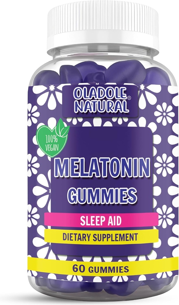 Oladole Natural Sleep Complex 86mg Extra Strength Melatonin, L-Theanin, Passiflora, 5-HTP, Ghana Seed Extracts | Sleep Support fördert Entspannung & Fall Asleep Faster - 60 Gummi, Trauben Geschmack