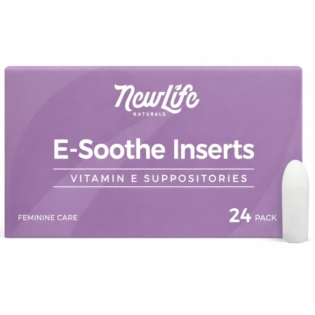 NewLife Naturals Vitamin E Suppositories 38IU - Vaginale Trockenheit Irritation Menopause Atrophy Relief - Alle natürlichen Estrogen freie Feminine Pflege - 24 Inserts