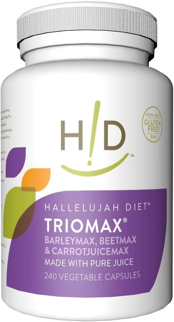 Hallelujah Diet TrioMax – Broad-Spectrum Vitamin & Antioxidant Blend Supplement, Food-Based, Gluten-Free, Vegan, 30-Day Supply, 240 Capsules