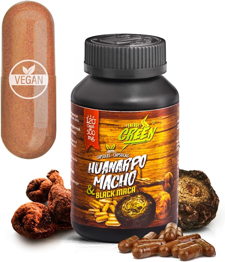 Black Maca Root und Huanarpo Macho Kapseln l 100% Natural Energizer und Booster l Immune Unterstützung für Männer (1500mg pro Servierung) l Male Health supplenent l Amazon Andes