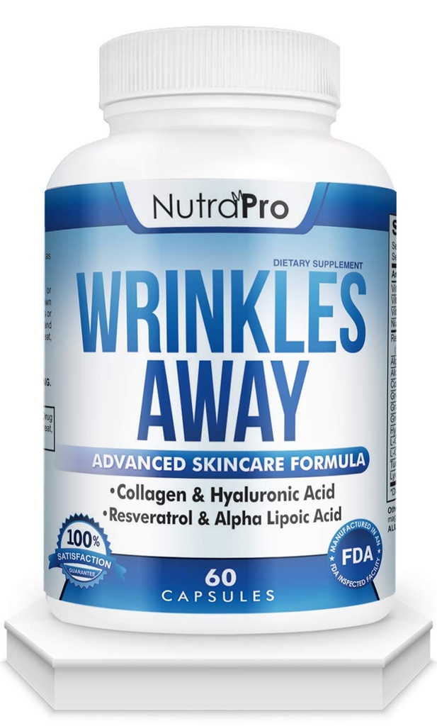 NutraPro Antirides et Vitamines de peau sans âge - Complexe de réparation cutanée pour la réparation de peau avec collagène et resvératrol et Alpha - Acid lipoïque et acide hyaluronique supplément pour renouveler la peau