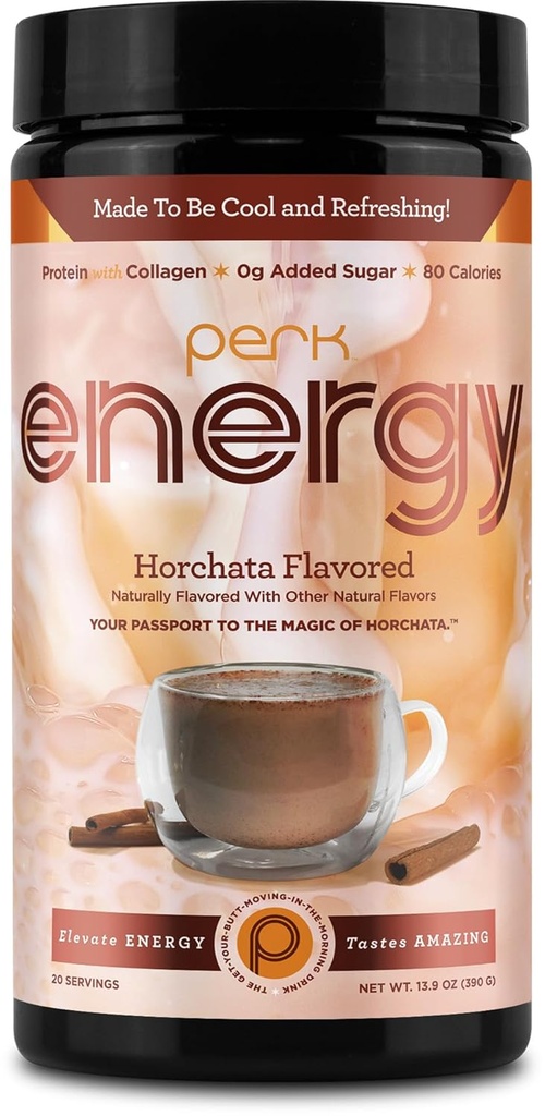Perk Energy Original Horchata Energy Drink Powder (20 Servierungen) - Glutenfrei, Erdnussfrei