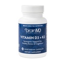 BRAINMD Vitamin D3 + K2-60 Kapseln - Synergistische Unterstützung für gesunde Knochen und Kognition - Glutenfrei - 60 Portionen