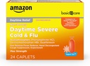 Basic Care Daytime Severe Cold & Flu Relief Caplets, Medikamente für schwere kalte und Flu Symptome wie Kopfschmerzen, Fever, Husten, Chest & Nasal Congestion, Vapor Ice, 24 Count
