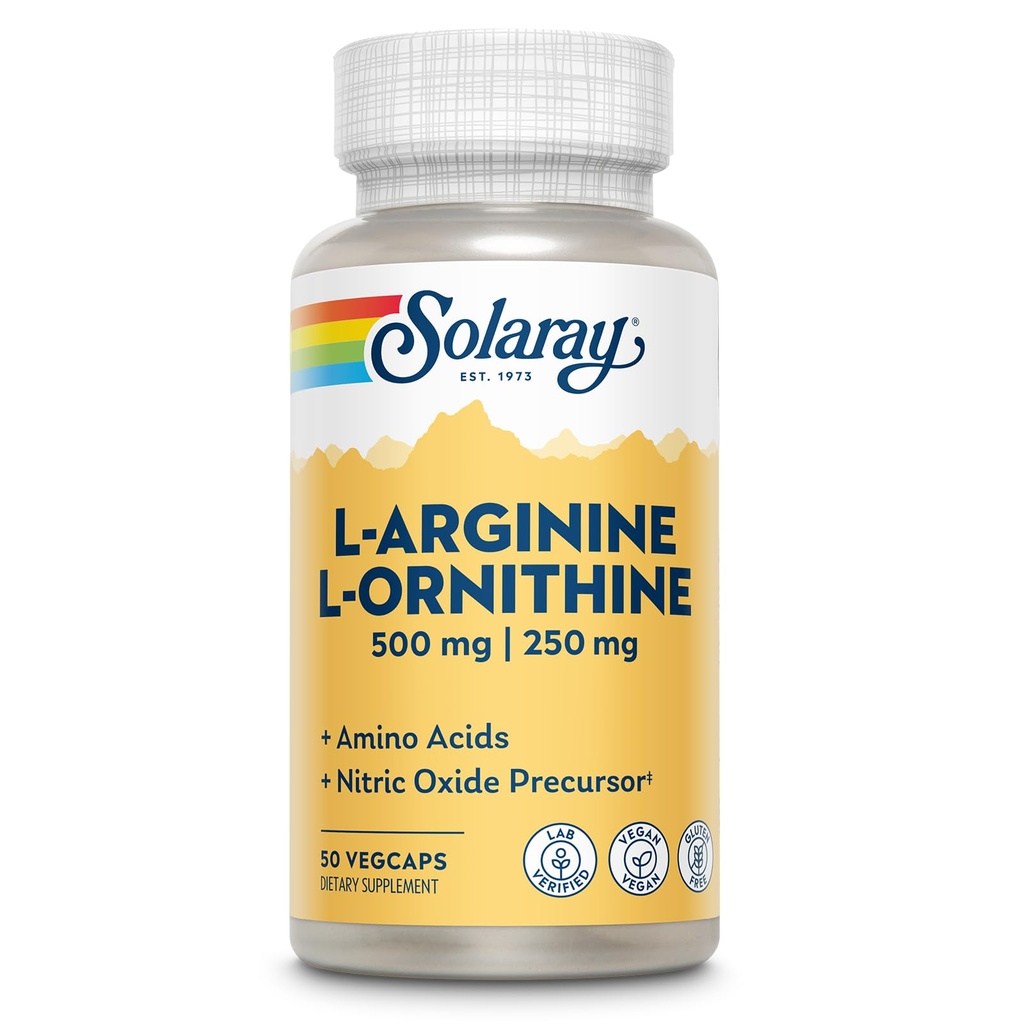 Solaray Free Form L-Arginin und Ornithine Kapseln, 50 Zähler
