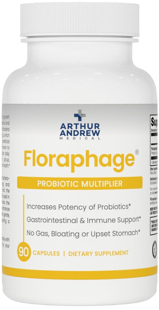 Arthur Andrew Medical, Floraphage, Formule prébiotique et Multiplieur probiotique, 90 Capsules