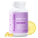 Premom Huile de poisson DHA prénatale: Triglycéride Oméga 3 avec 470mg DHA, 200mg EPA + 400 UI VIT Supplément D3 - Soutien à la fertilité pour les femmes - Source mondiale de poissons capturés sauvages
