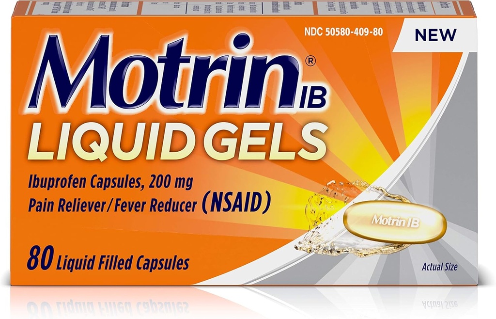 Motrin Liquid-Gels 200mg Ibuprofène, 80 Compte par bouteille