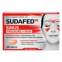 Sudafed PE-Sinus-Druck + Schmerz-Relief-Tabletten, Maximale Stärke, Nicht-Drowsy, OTC-Sinus-Relief-Medizin mit Acetaminophen Schmerz-Reliever & Phenylephrine HCl Nasal Decongestant, 24 ct