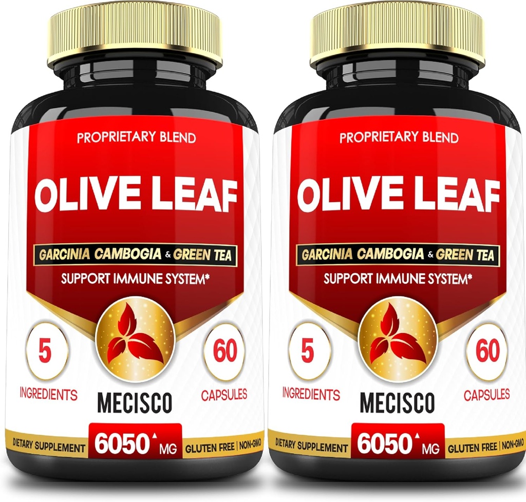 5in1 Olivenblatt Extrakt für 4 Monate 6050mg mit Garcinia Cambogia, Grüner Tee, Grüner Kaffee & Schwarzer Pfeffer - Herz-Kreislauf-Gesundheit, Wohlbefinden & Immununterstützung - 2 Packungen 60 Kapseln