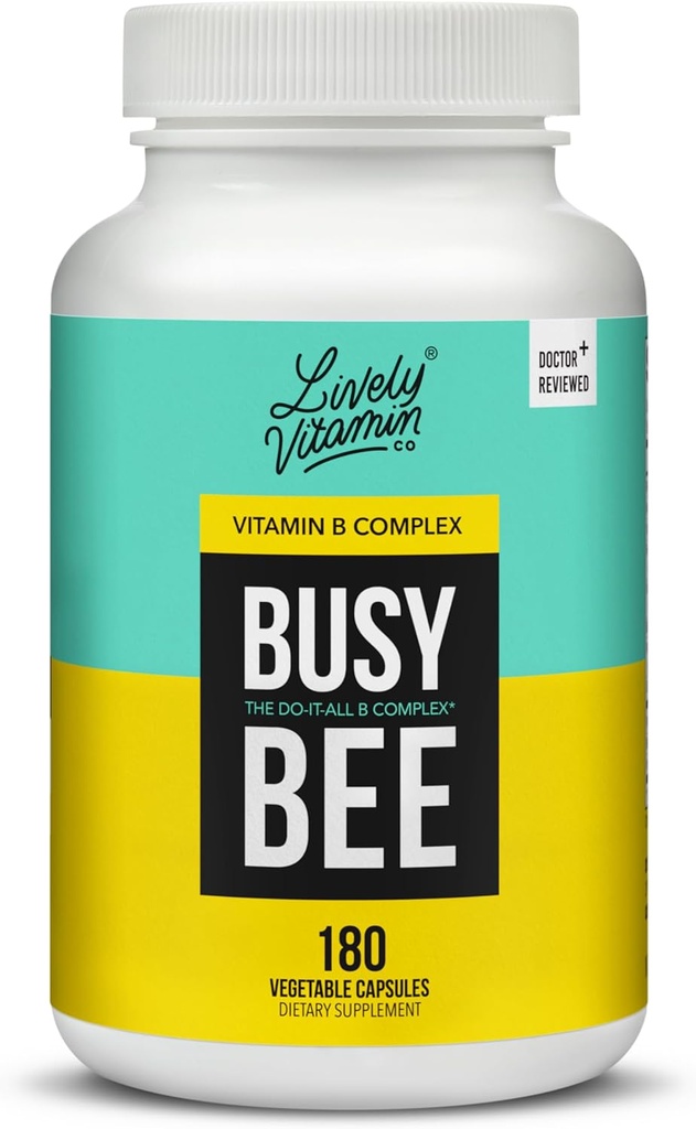 VITAMIN CO. Bee - Hochverfügbares Vitamin B-Komplex mit Choline - Energie - Stress - Brain Fog - Mental Clarity - Oxidative Schädigung - Dairy Soy Gluten Free - 180 Vegan Capsules