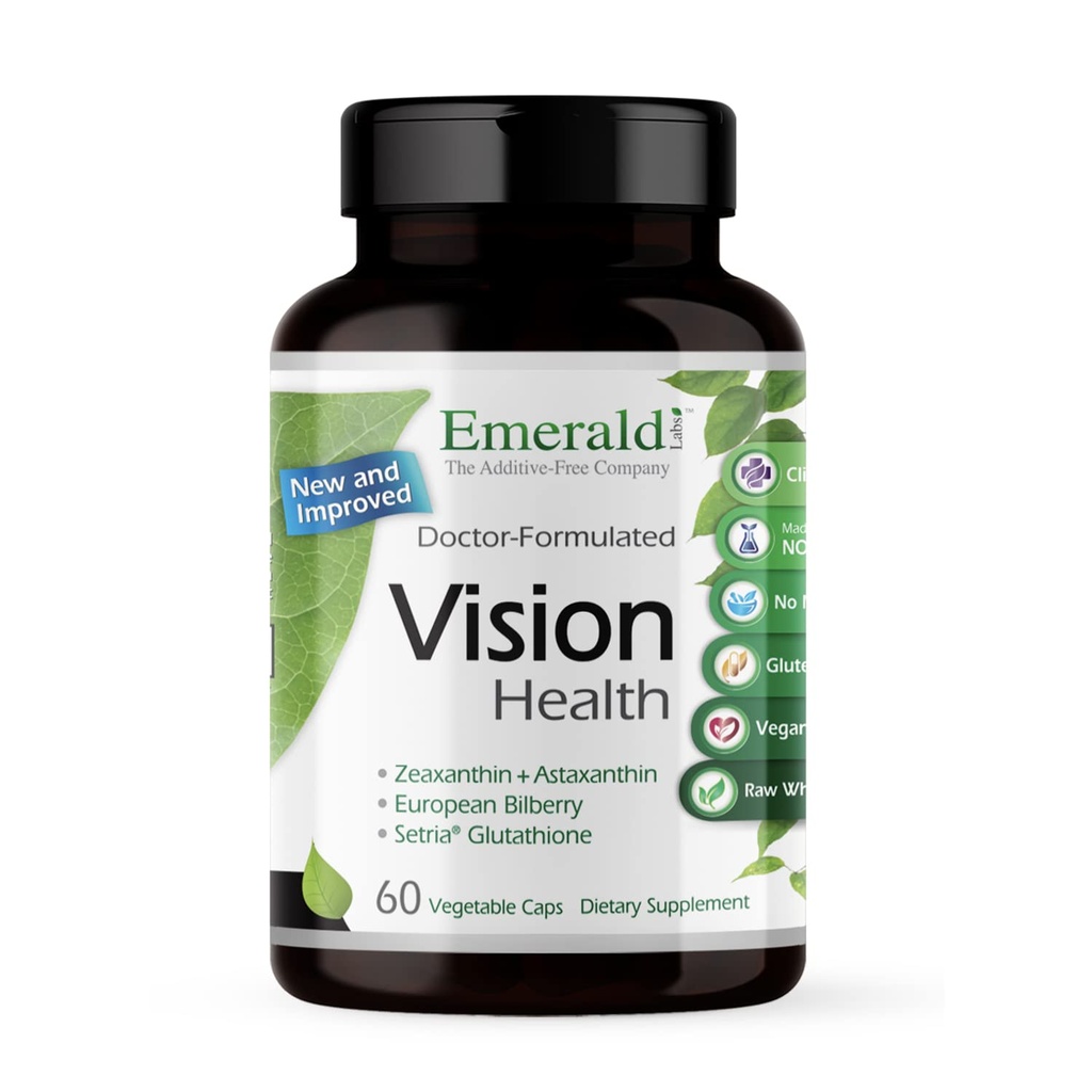 EMERALD LABS Vision Health - Supplément santé oculaire Premium avec Lutéine, Zeaxanthin et Albion Zinc chélaté - Vegan & sans gluten - 60 capsules végétales (30 jours d'approvisionnement)