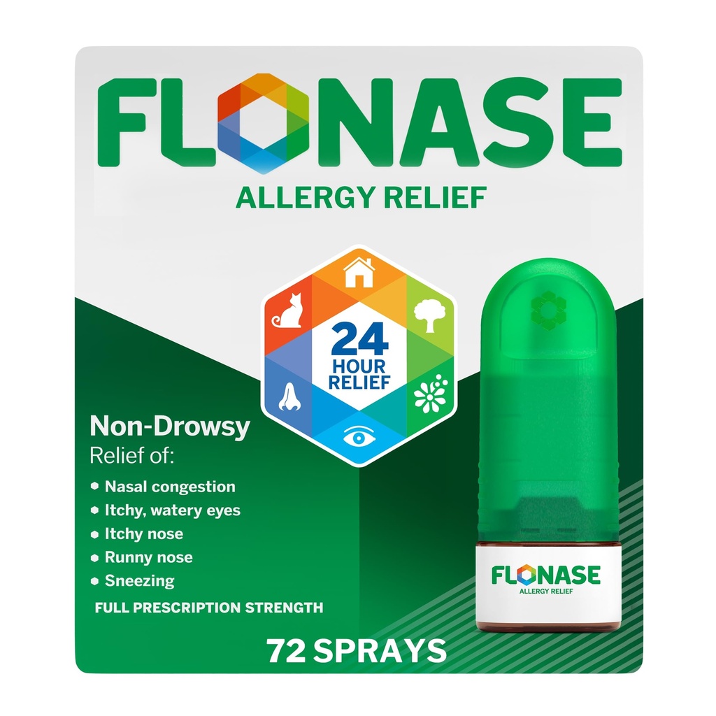 Spray anti-allergie à la flonase, 24 heures de médecine anti-allergie non somnolente, spray anti-allergie à mesure - 72 sprays - Soulagement anti-allergie à l'automne et à la saison