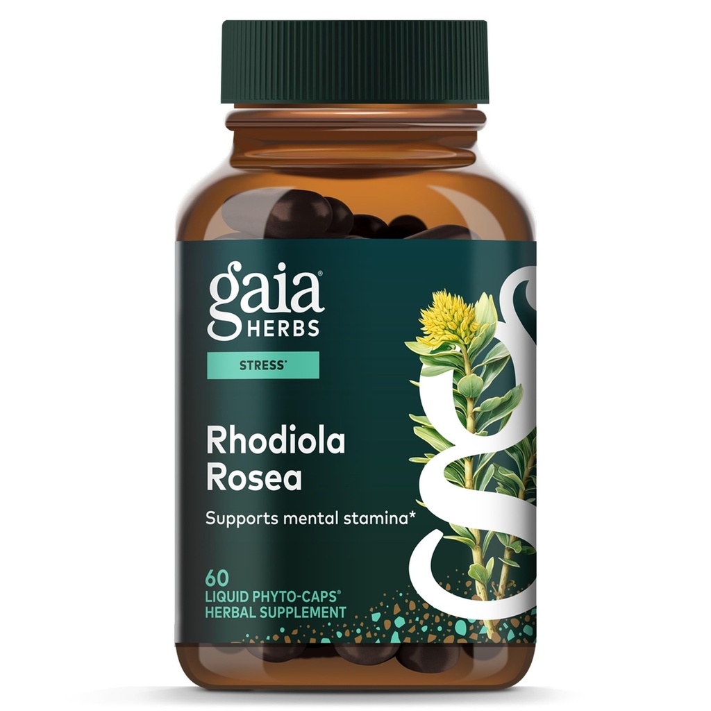 Gaia Herbs Rhodiola Rosea - Stress Support Supplement Traditionell für die Unterstützung gesunder Stamina & Endurance - mit Sibirischem Rhodiola Root Extract* - 60 Vegan Liquid Phyto-Capsules (30-Day Supply)