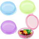 4 Stks Mini Pill Organizer Kleine Pille Box Niedlich tragbare Pille Case für Pocket Purse Reisen Container Earplug Case Medicine Dispenser Vitamin Holder(Blue+Pink+Purple+Green)