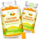 Calcium Magnesium Zink-Gummi mit Vitamin D3 und K2, hohe Absorption Magnesium-Glycinat-Kalium für Immun- und Kalm-Mood, Vegan Orange Flavor 120 Gummis