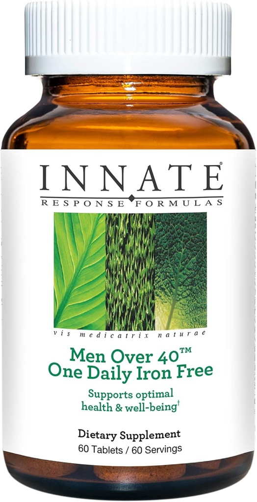 INNATE Response Formulas Men Over 40 One Daily Iron Free - Daily Multivitamin For Men 40+ - Iron-Free - With B Vitamins - Vegetarisch, Non-GMO - Made without 9 Food Allergens - 60 Count (60 Servings)