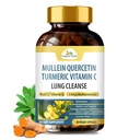 Organic Veda Mullein Turmeric Quercetin Lung Cleanse Capsules - puissants bioflavonoïdes, Superfruits Vitamine C, Bromelain, Mullein Leaf Extract - Supplément Bronchial et clair de poumons - 60 pilules végétaliennes